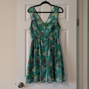 Teal floral print dress